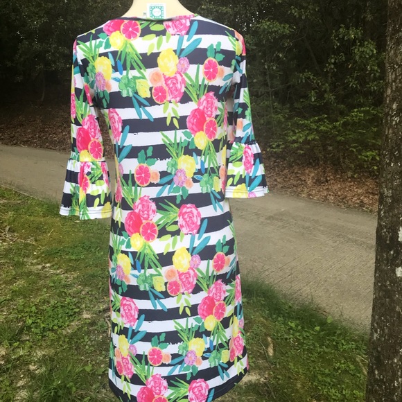 Vera Fishbaugh Fun Floral Dress XS FREE SHIP - Picture 3 of 7